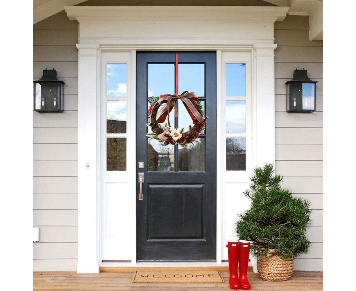 Farmhouse Wreath Boho Wreath, Artificial Pine & Golden Bell Wreath, Tree Hanging Garland Holiday Wreath โ image 4