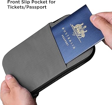 Travel Wallet - RFID Passport Holder, Self Locking Zipper Wear & Tear-Resistant Material, 3 Passport Pockets and 5 Card Slots - HUB Accessories-Grey โ image 4