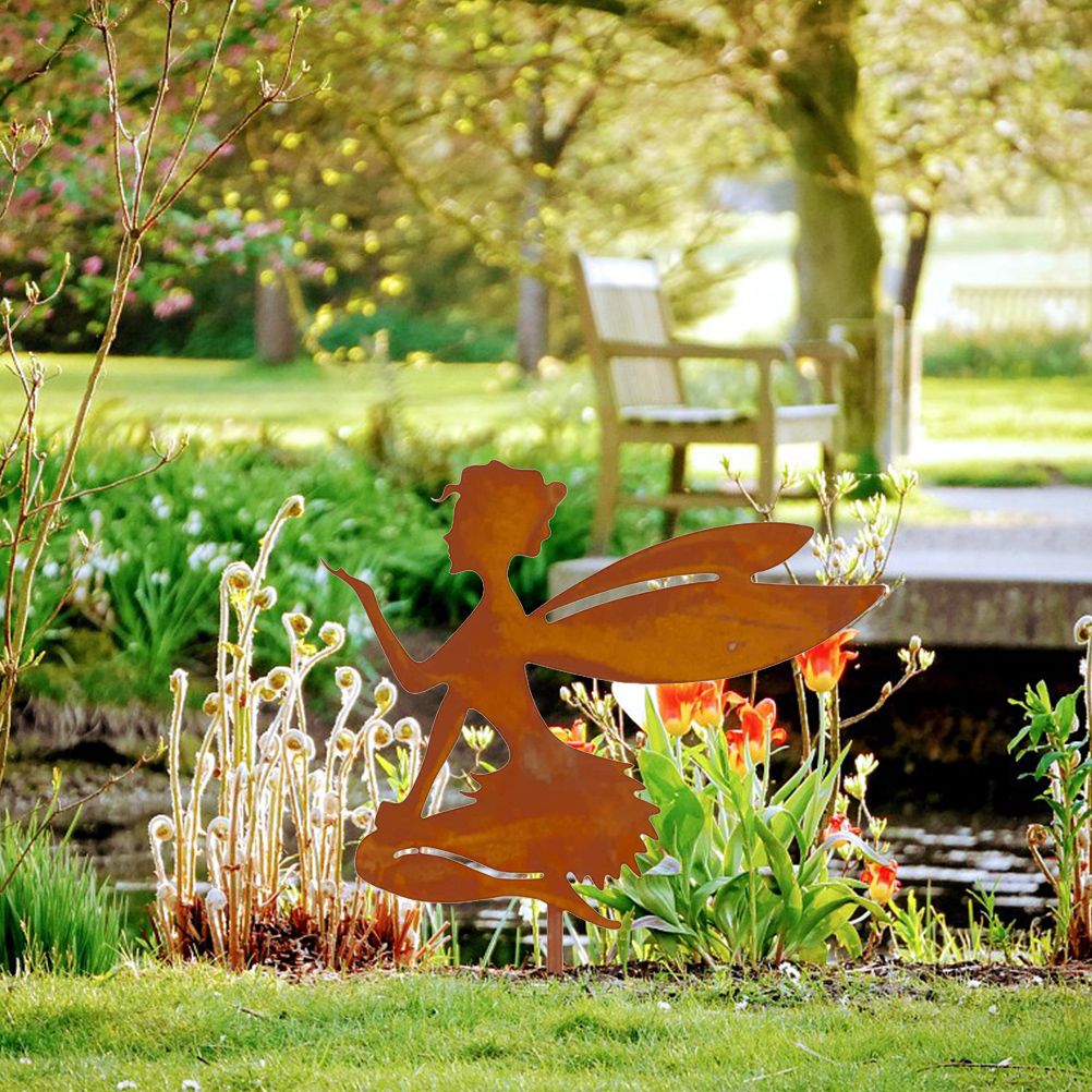 Decorative Garden Stakes Fairy Silhouette Metal Yard Stakes Arts Outdoor Garden Decor Spring Decor — image 3