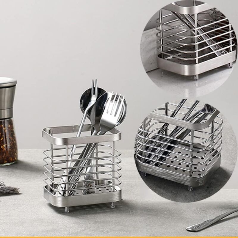 Cutlery Storage Drainer, Basket Holder For Knives, Forks, Spoons, Kitchen Utensils Cutlery Holder Stainless Steel โ image 2