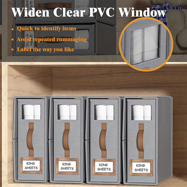 2 Pcs Black Non-Woven Fabric Storage Box with Lid - Transparent Window, Moisture-Proo โ image 3