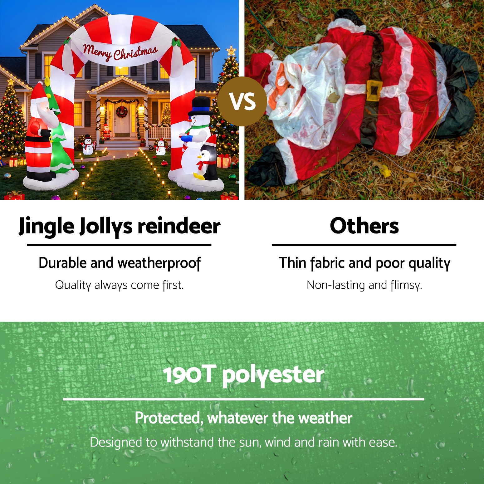Jingle Jollys Christmas Inflatable Archwary Santa 3M Illuminated Decorations โ image 5
