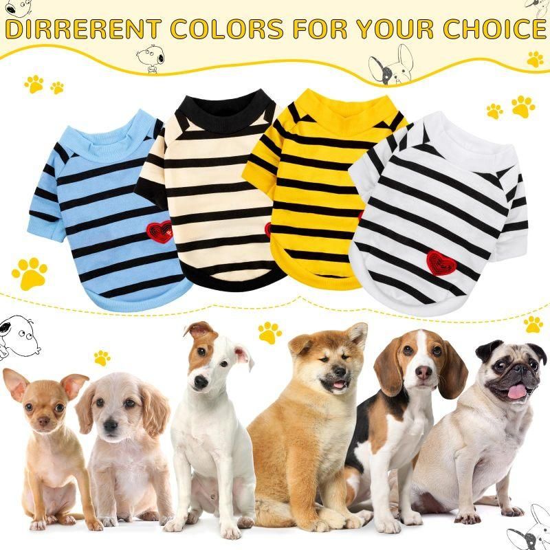 4Pcs Striped Pet T-Shirt Spring Summer Universal Clothes for Cat Dog Dachshund French Bulldog โ image 6