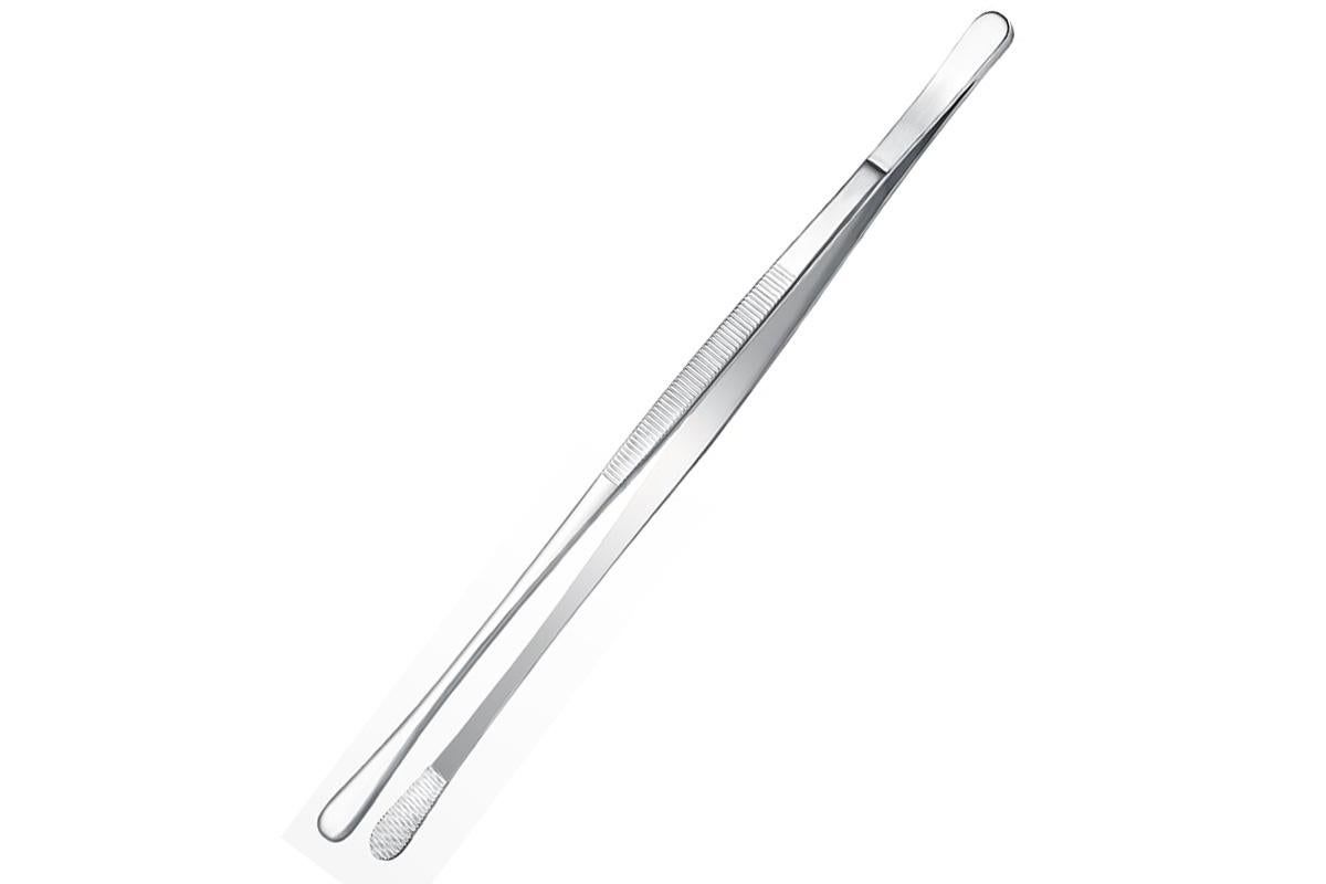 2 Pack 30cm BBQ Tongs Stainless Steel Round and Straight Head for Grilling Cooking - Silver โ image 2