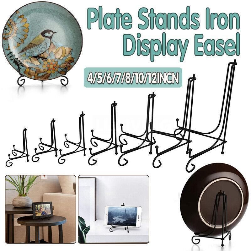 Plate Stands Iron Display Easel Photo Picture Bowl Dish Book Holder Frame Black - 7 Inch — image 2
