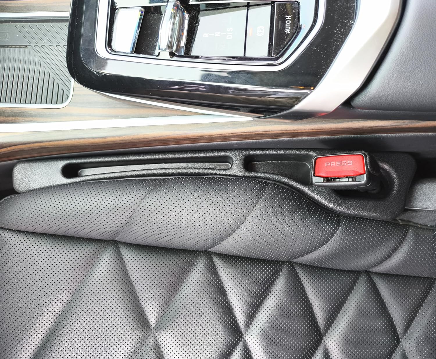 2 Pack No Drop Car Seat Gap Filler Guard, Stopper/Catcher to Fill The Gap Between Seat and Console Black Car Crevice Inbetween Blocker Plug Space Pad YMT-A03 โ image 5