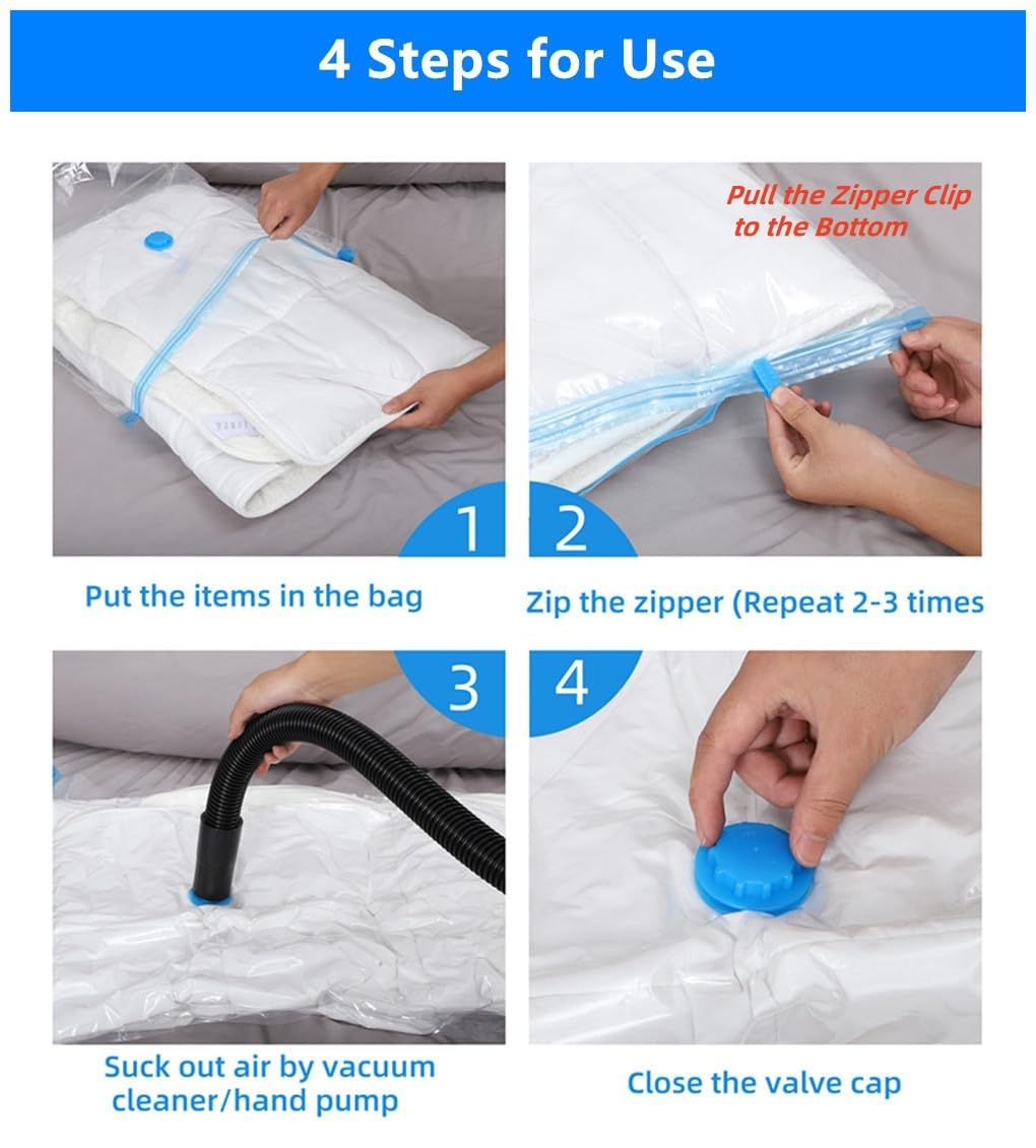 2 pcs Vacuum Storage Bags Space Saver Bags Vacuum Seal Bags Compression Bags Large with Double-Zip Seal โ image 3