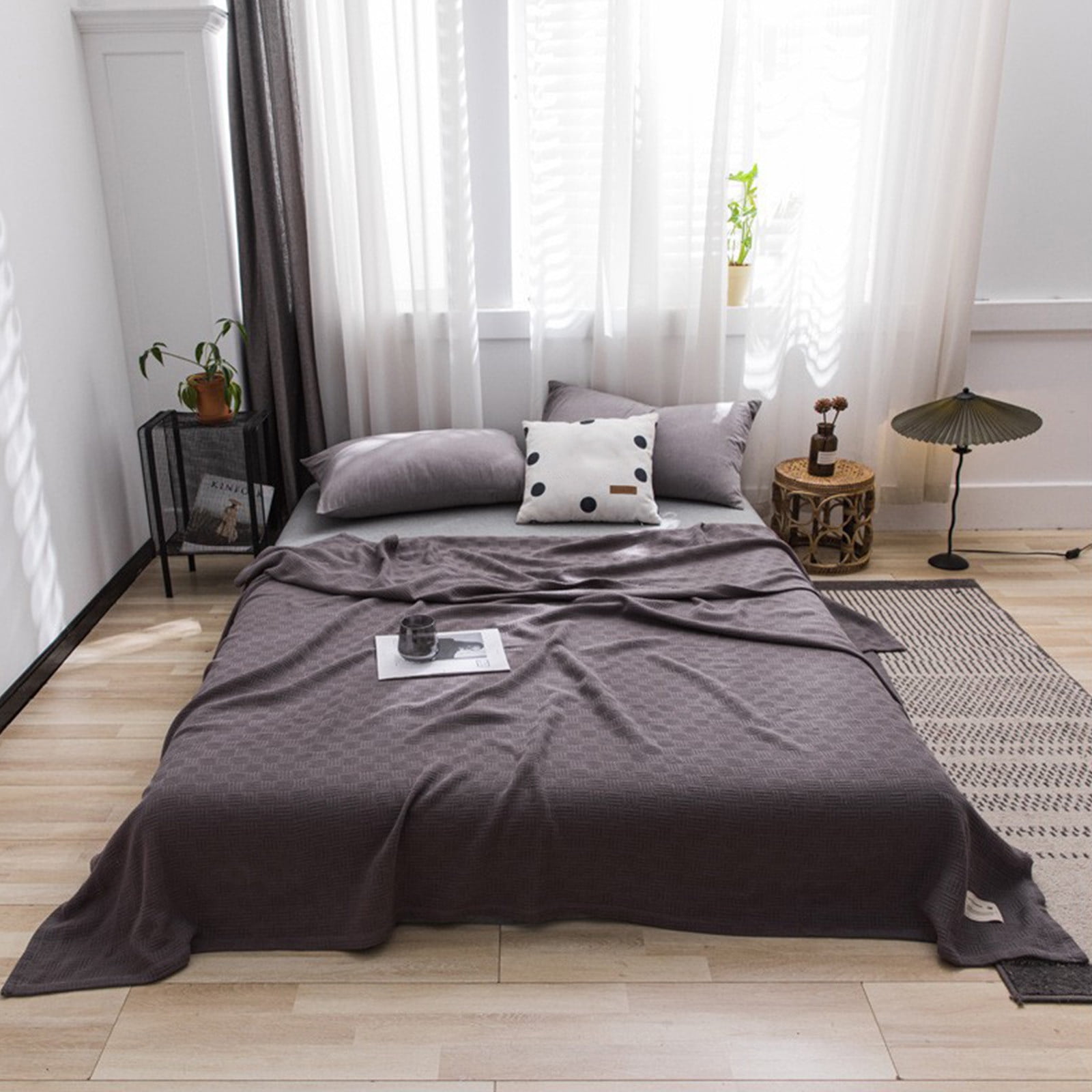 59 × 39" 100% Cottons Blanket, Soft and Breathable Bed Blanket, Multi-functional Bed Blanket for All Season, Machines Washable Bed Couch for Home Living Room