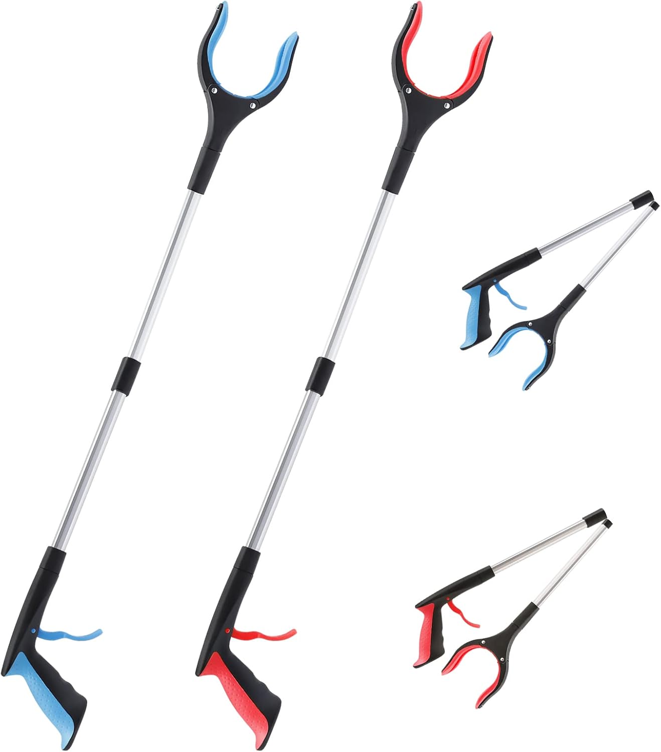 2 Pack Foldable Grabber Reachers with Magnetic Tips and 360 Degree Rotating Heads, 83 cm Litter Pickers for Home and Garden