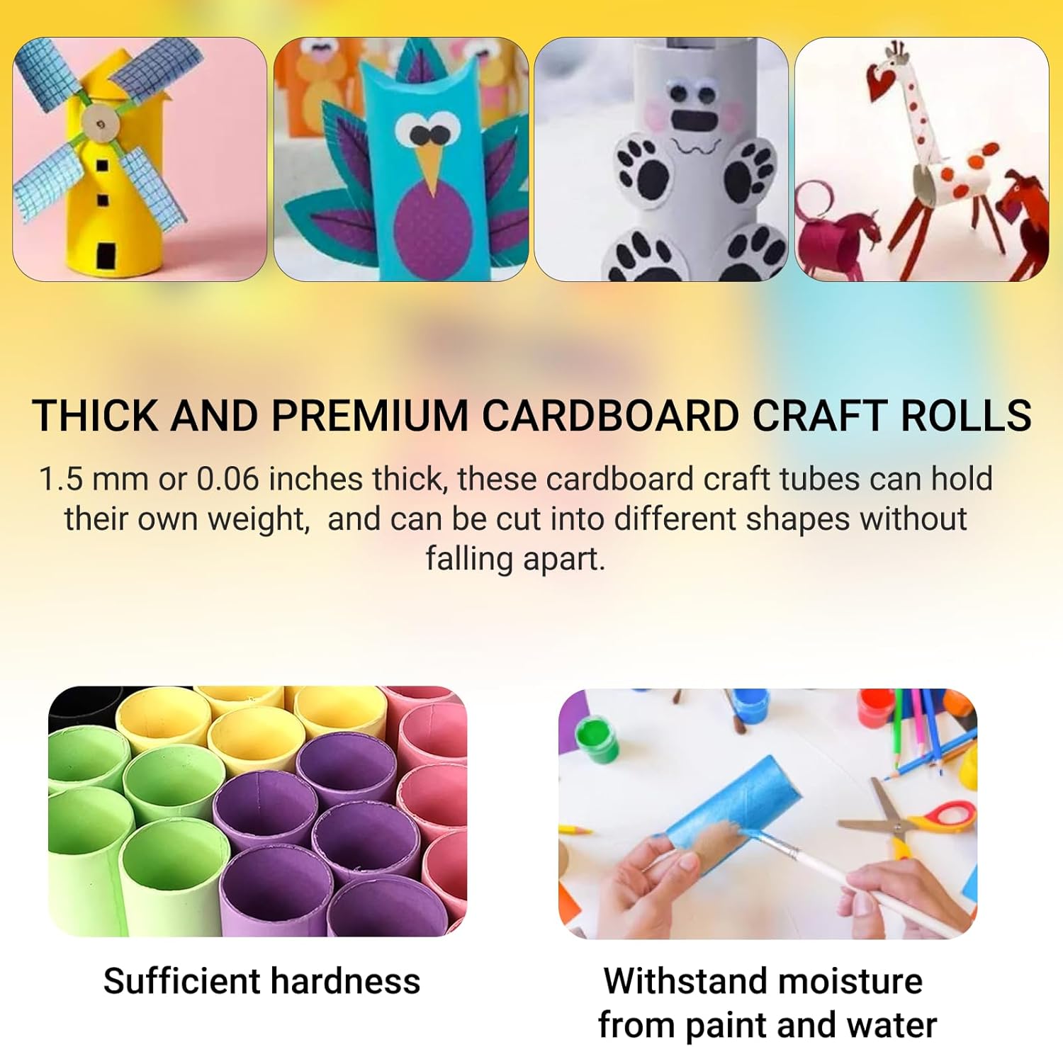 30-Pack Thick Craft Rolls, Multicolored Round Cardboard Tubes for Crafts, 4.5 x 1.5 inches Cardboard Craft Rolls in 6 Colors, Large Classroom Pack Paper Tube — image 4