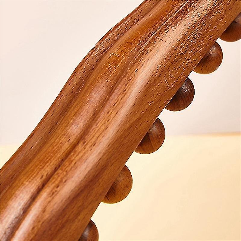Wooden 20-Bead Guasha Scraping Stick, Body Meridian Massage Wand for Muscle Relief