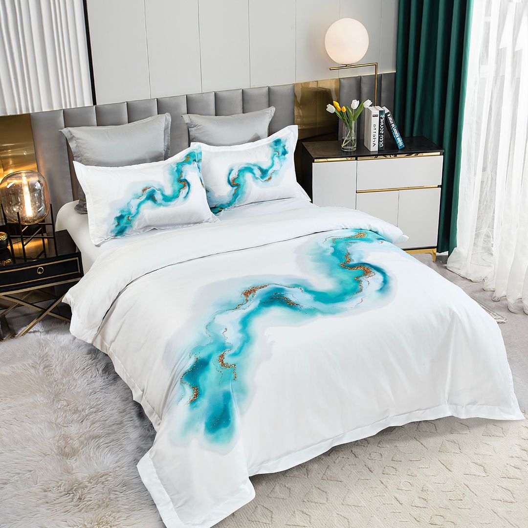 Ocean Marble Quilt Cover Set - Queen Size — image 2