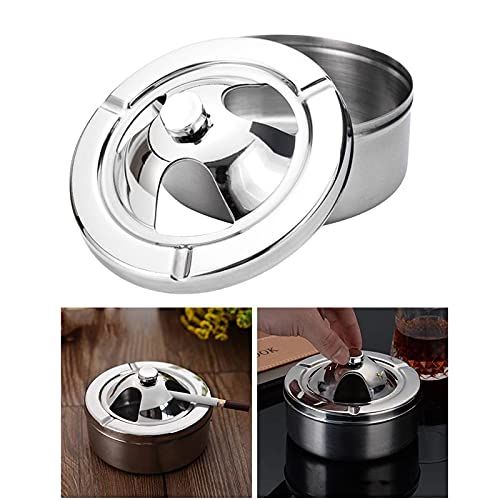 Ashtray Ash Tray 1pc Stainless Steel Ashtray with lid Spinning Lid Windproof Smoking Ash Holder for Smokers Indoor Office Decor โ image 5