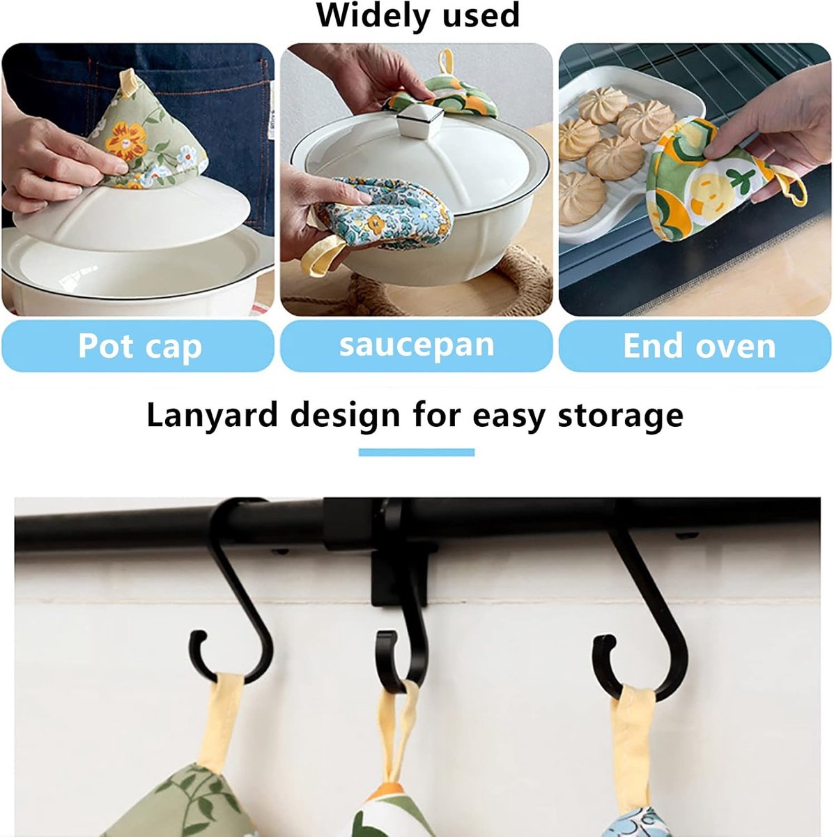 Heat-Resistant Pot Holder - 3 Pieces - Oven Mitt Glove - Anti-Hot Gloves - Microwave Glove - Pot Clips - Kitchen Cooking Gadget - Thicker - Triangle - Kitchen — image 4