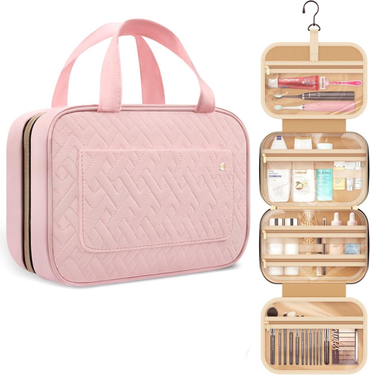Toilet Bag With Hook - Hanging Toilet Bag - Women and Men - Water Resistant - Makeup Bag - Women's Beauty Case - Toilet Bag - Toilet Sack - Outdoor Travel