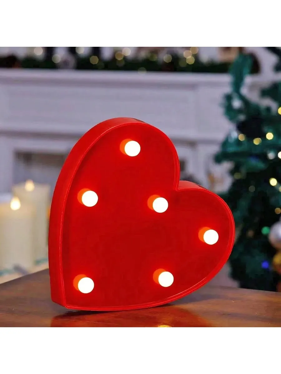 1pc Cute Heart Shaped Room Decor Night Light Battery Powered Indoor Decorative For Living Room Bedroom Tabletop Valentine s Day Proposal Wedding Gift — image 2