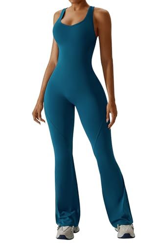 Women's Flared Jumpsuit for Yoga, Gym, Sports & Casual Occasions, S (Teal) — image 6