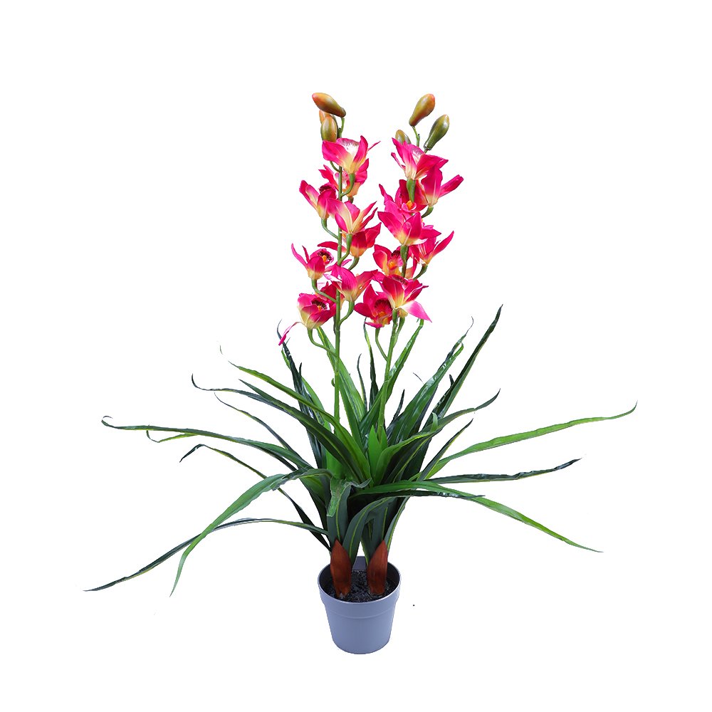 100cm Faux Artificial Home Decor Potted Cymbidium-Red/White - White โ image 6