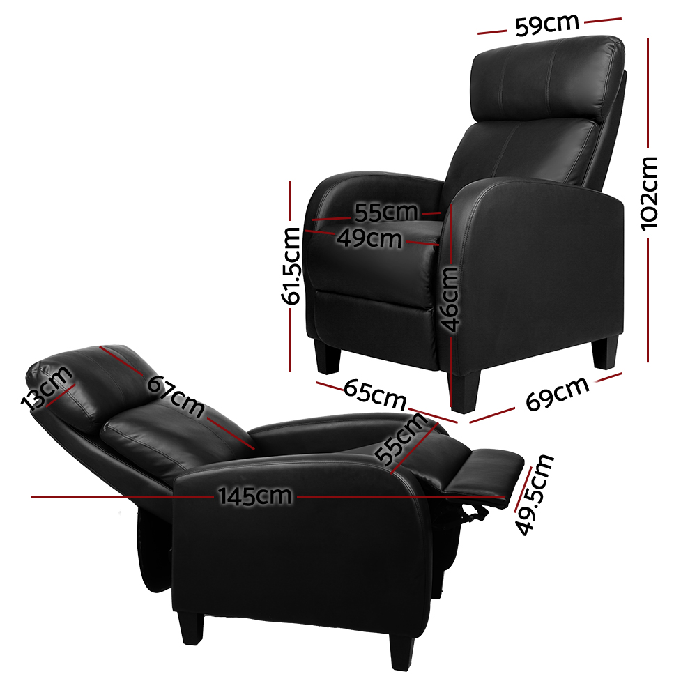 Artiss PU Leather Reclining Armchair - Black โ image 2