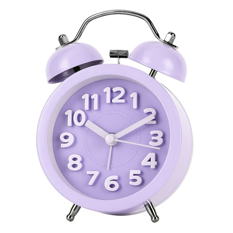 Loud Alarm Clock for Heavy Sleepers Bedrooms, Analog Alarm Clock, Small Alarm Clock, Retro Design for Kids, 3 inch, Purple — image 5