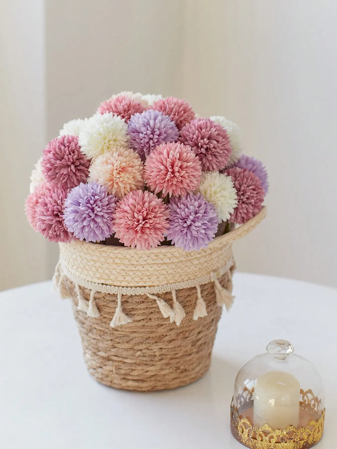 16pcs Artificial Chrysanthemum Ball Flowers Dandelion Hydrangea Arrangement Bouquet For Friends Bridal Wedding Home Office Decor Ideal Valentine s Day Gift — image 2