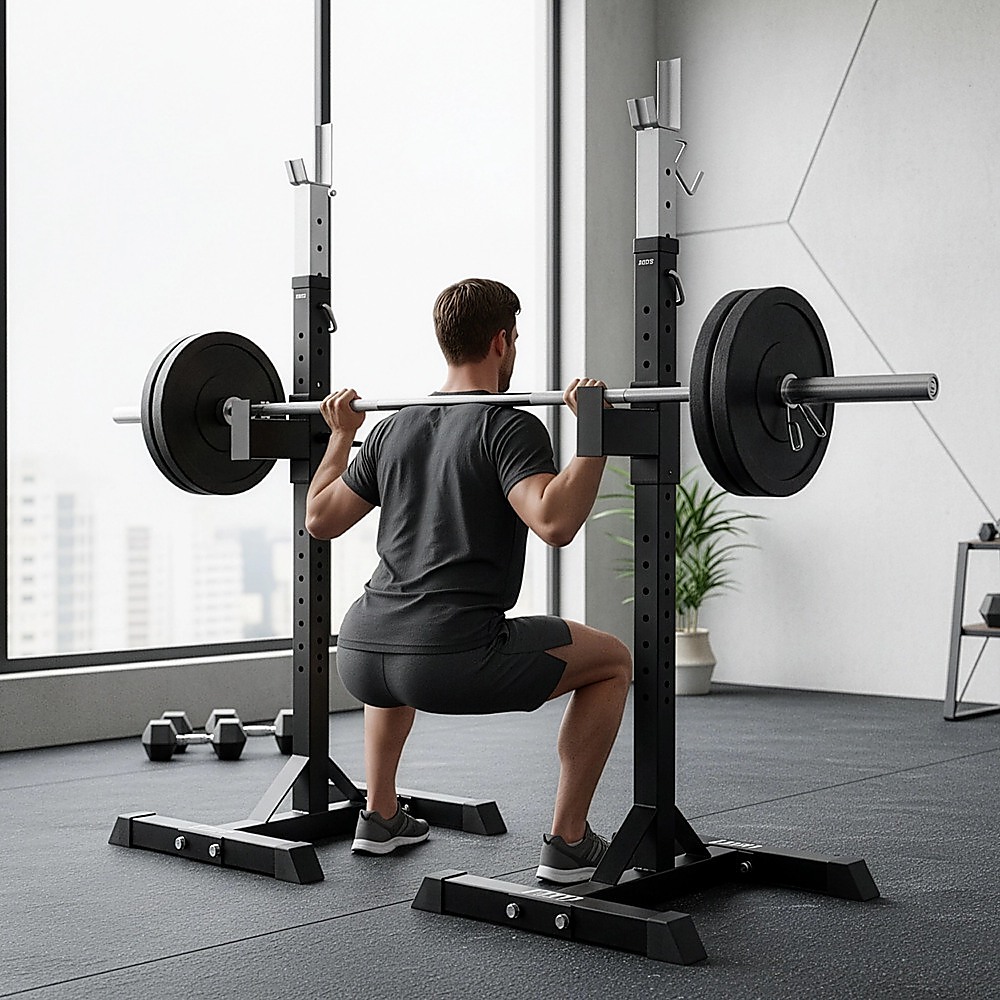 Squat Rack Stand Pair Bench Press Weight Lifting Barbell — image 5