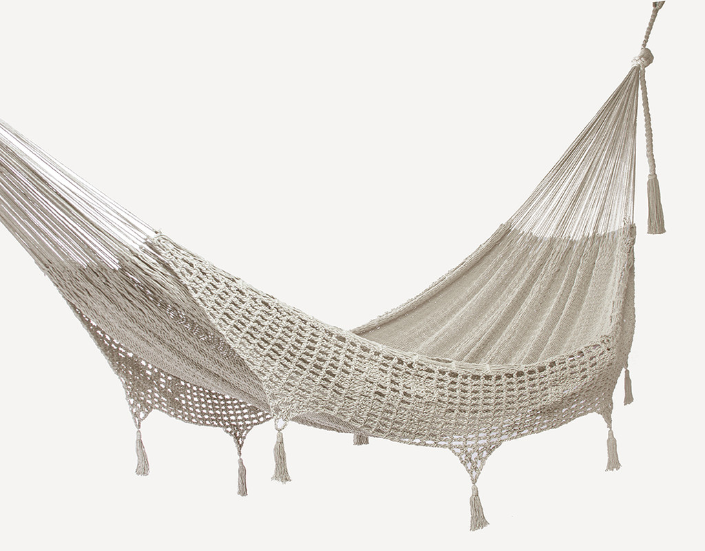 Outdoor undercover cotton Mayan Legacy hammock with hand crocheted tassels King Size Marble โ image 2