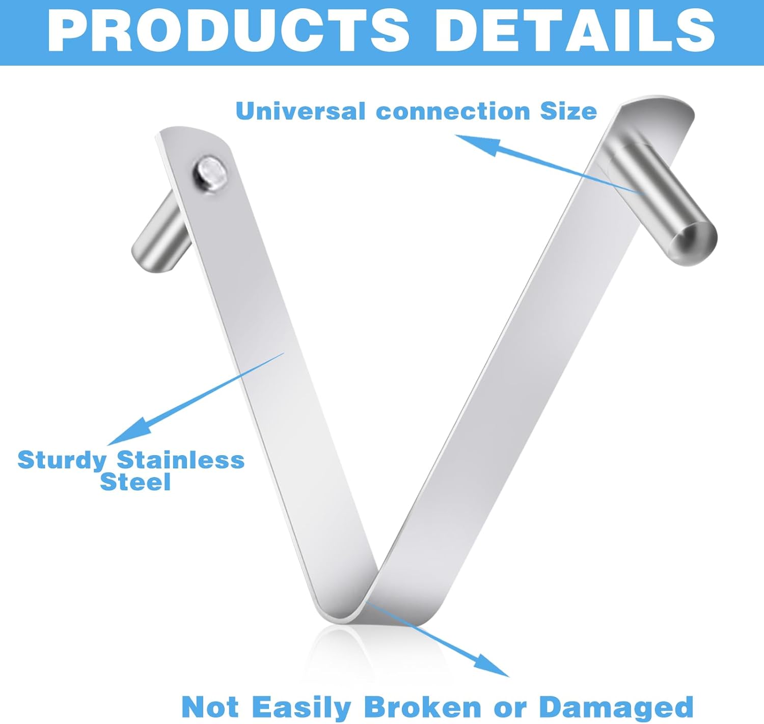3Pcs Pool Brush Clip V-Shaped Clip, Pool Pole Clips Pool Hooks for Poles, Stainless Steel Clips Double Pin Spring Button Clip for Brushes Skimmers Pool Net — image 3