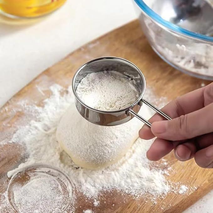 2 Pack Powdered Sifter for Sugar- Flour Sifter Mini Small Drainer for Baking, Powder, Sugar and Coffee Pastas Tea Strainer (Silver) — image 2