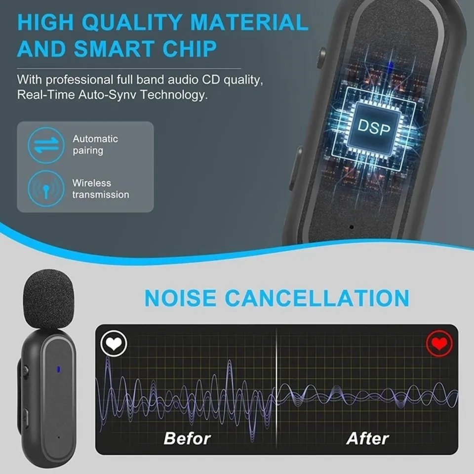 HRIDZ Wireless Lavalier Microphone fast connection Port Mic For Apple iPhone ipad Vlog Live Stream — image 3