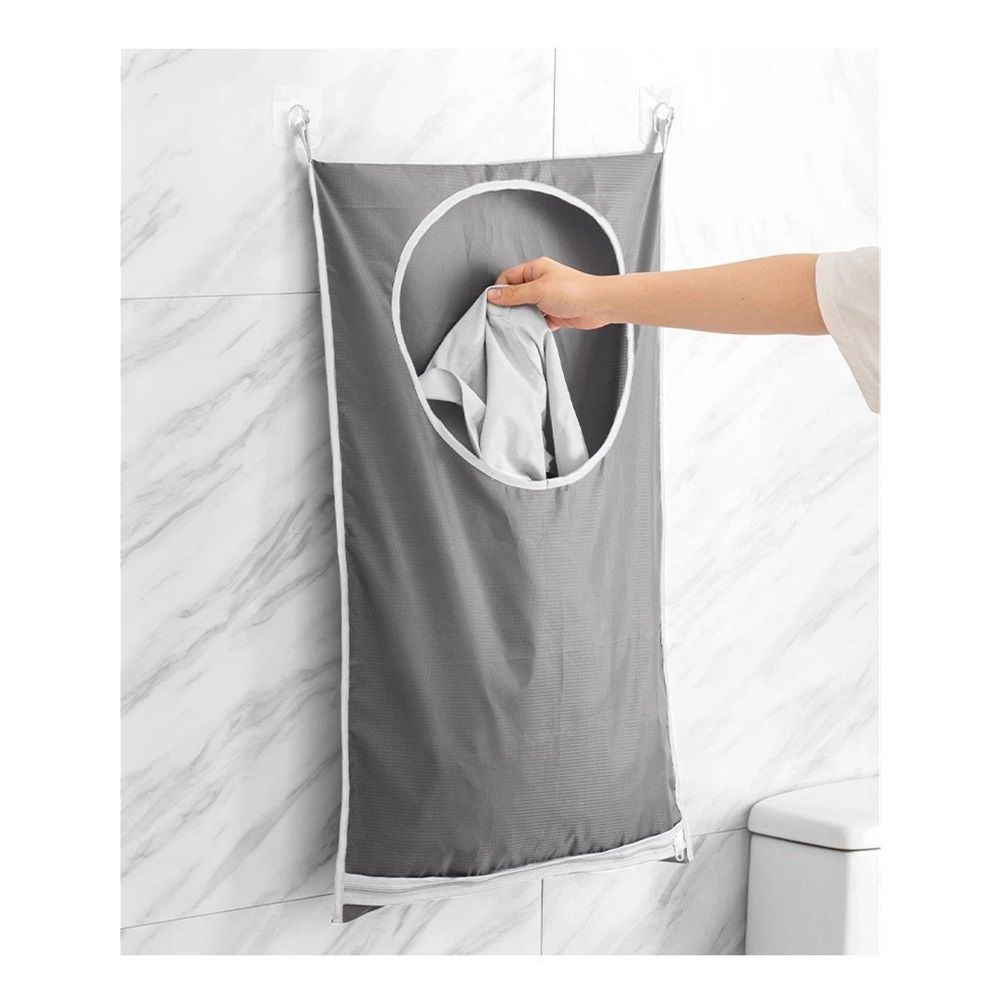 Hanging Laundry Hamper Bag with 2 Different Types of Hooks, Door Laundry Hamper Storage Bag for Dirty Clothes, Blankets, and Toys (Grey, 2-Pack) — image 2