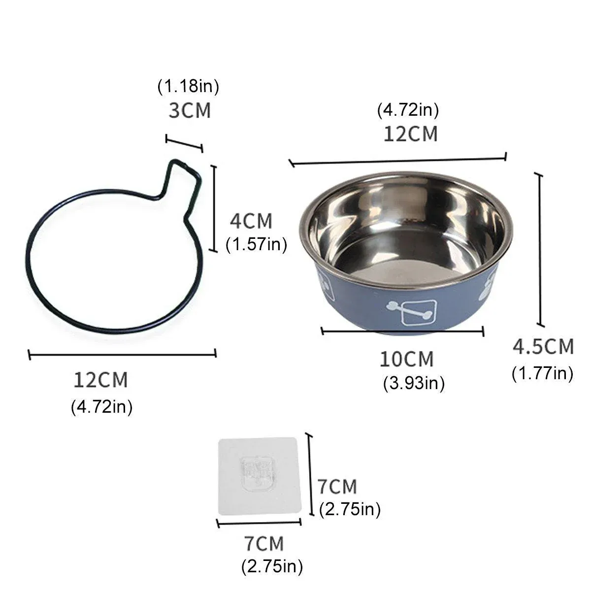 Stainless Steel Pet Bowl Hanging Cat Food Water Bowl Durable for Dogs and Cats - Black-14cm — image 4
