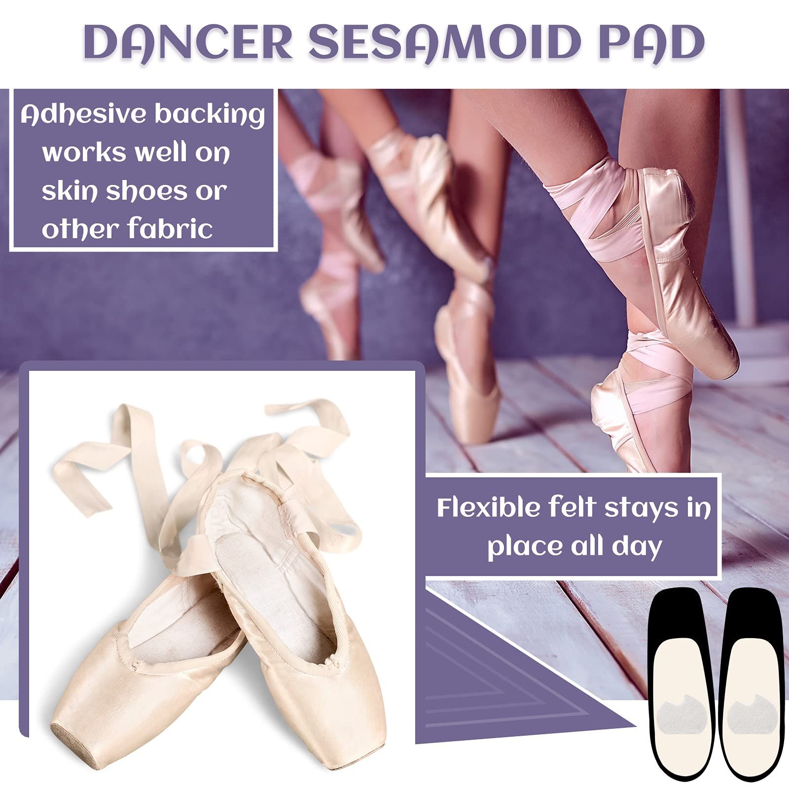 24 Pieces Ball of feet Pain Felt Forefoot Cushion Pads Self-Adhesive Foot Cushion Pads for Men Women Dancing Pain Relief (White) โ image 5