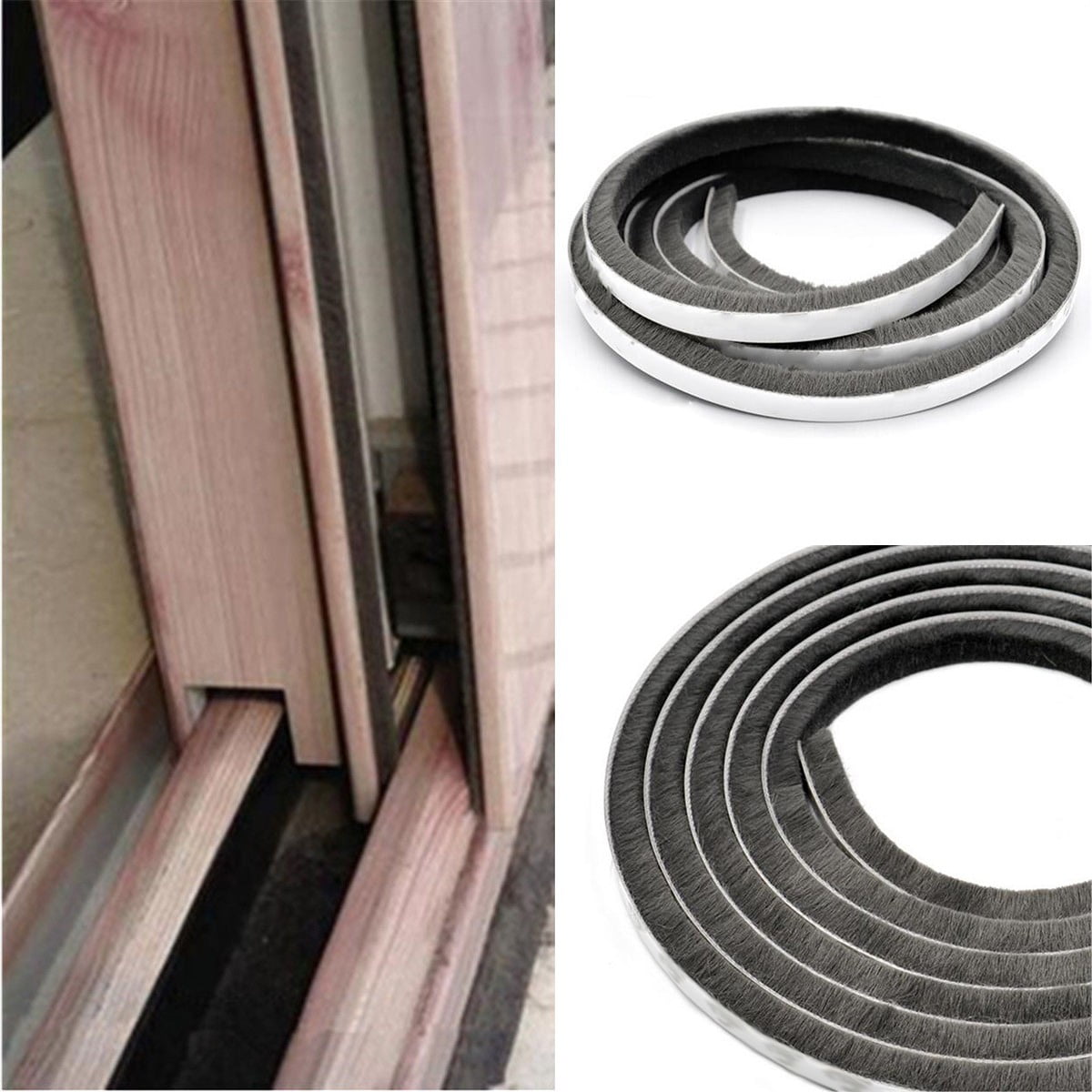 Decor Bottom Bristle Pile Seal Film Door Draught Excluder Brush Weather Strip 10M 5/9/15/23Mm Diy Home High Quality White 9×5Mm 9×15Mm Brown — image 4