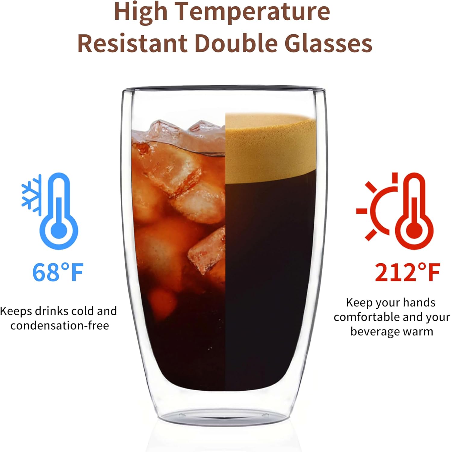 17oz Double Wall Glass Coffee Mugs, Insulated Coffee Mug, Clear Borosilicate Glass Coffee Cups for Cappuccino, Tea, Lightweight and Microwave Safe โ image 3