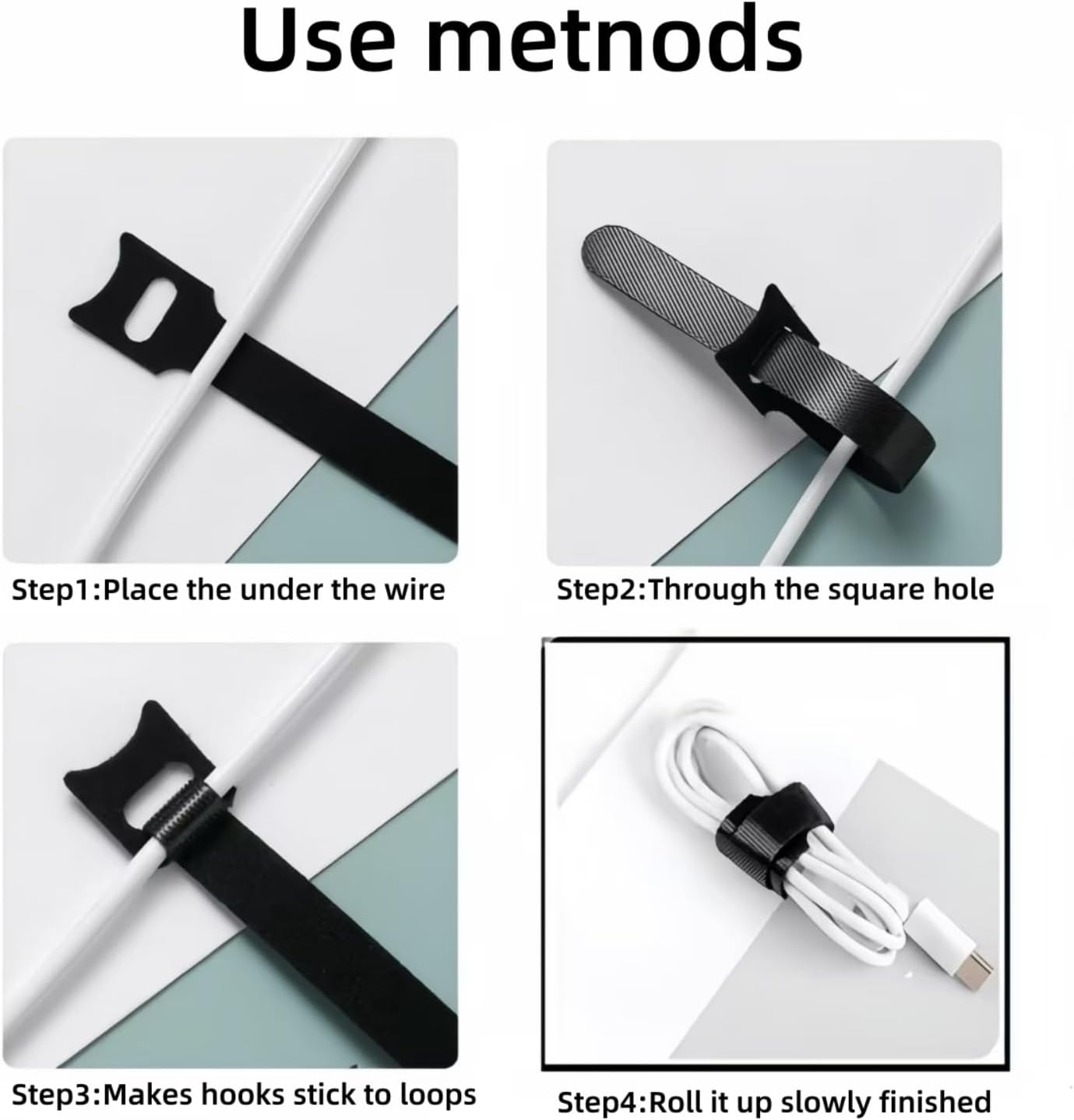 100 PCS 6 Inches Reusable Cable Ties, Adjustable Wire Ties, Cable Organizer, Cord Wrap and Hook Loop Cords Management for Organizing Home, Office, Data โ image 4