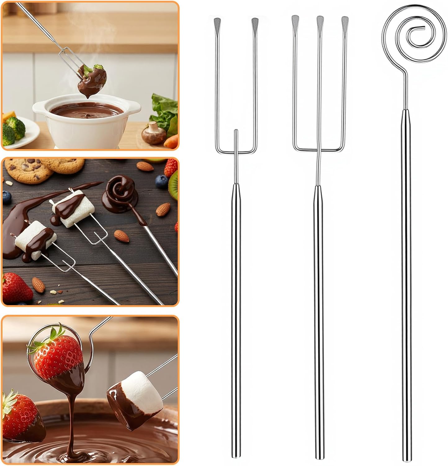3PCS Chocolate Dipping Tool - Stainless Steel Candy Dipping Tools Baking Supplies Fondue Fork, Spiral Fork Cooking Tool Set, Dishwasher Safe โ image 6