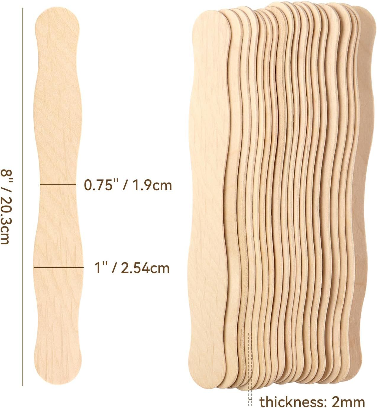 20 Pieces Wavy Wooden Fan Handles, Craft Sticks for DIY Hand Fans, Wedding Favours, Party Decor, Painting and Large Popsicle Crafts, 20.3 cm โ image 3