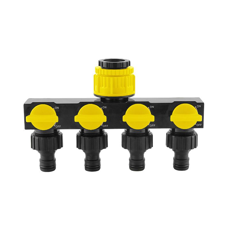 4-Way Independent Valve Garden Hose Splitter: Leak-Proof Faucet Connector, All-in-One for Watering, Car Washing and Sprinkler Systems, Essential Outdoor Tool