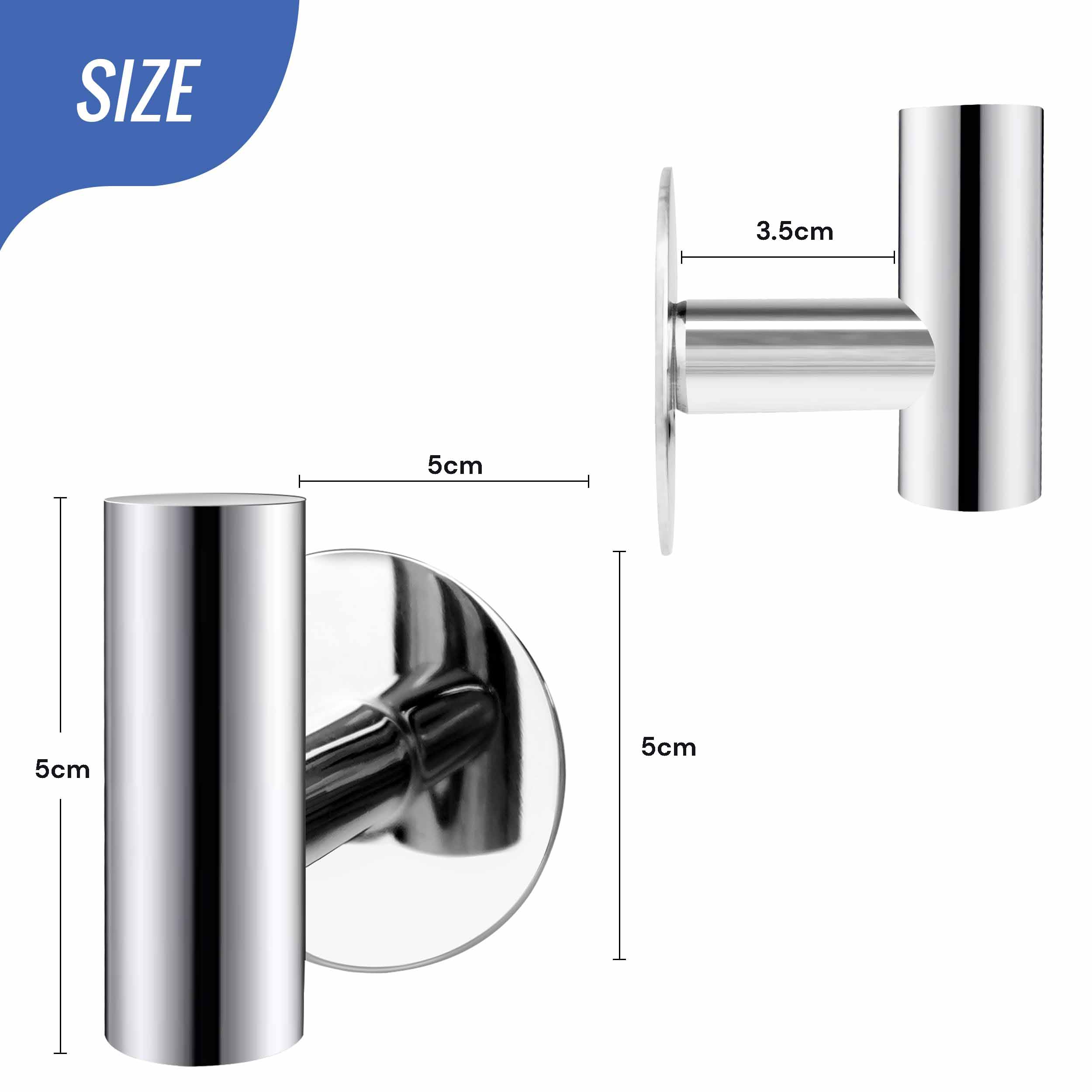 2 Pcs Wall Mount Self Adhesive Bathroom Towel Hooks Holder Cloth Hanger Hook Door Hanger Poliched Chrome โ image 3