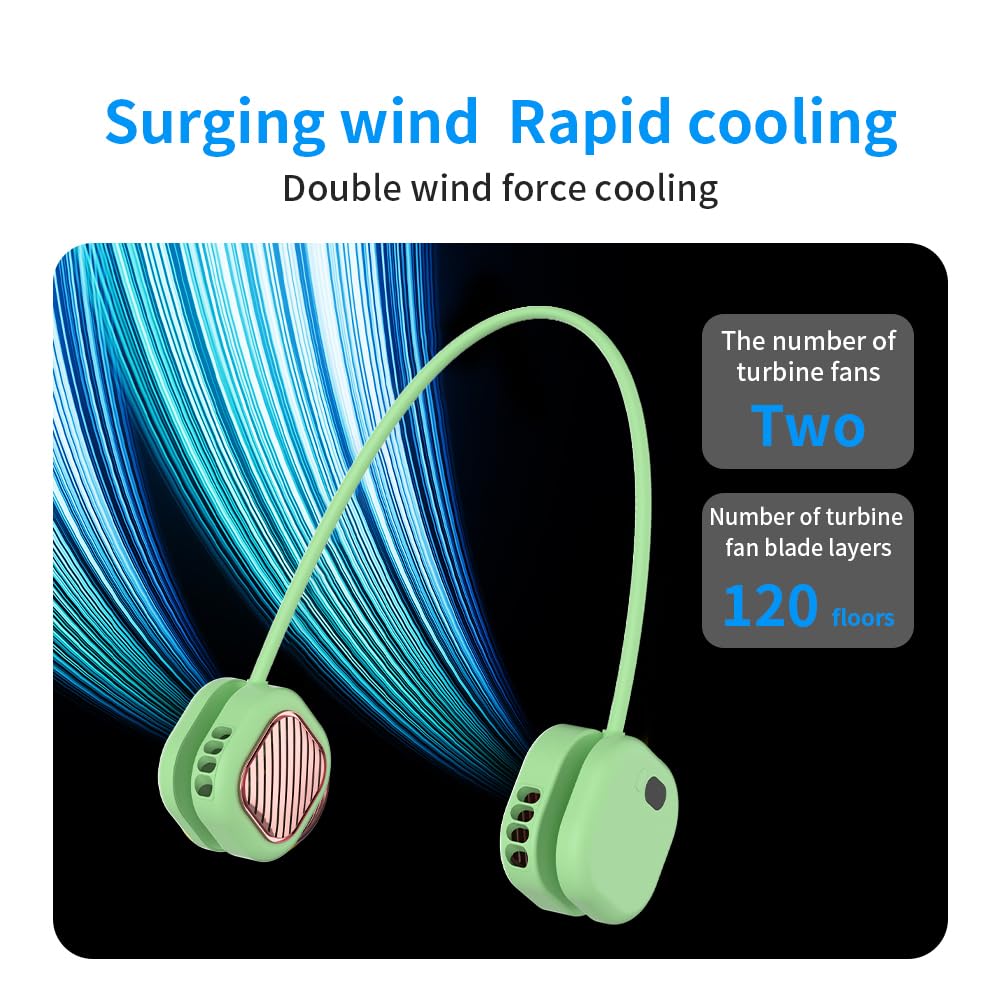 Portable Neck Fan with 5-Speed Adjustable Cooling – Lightweight Rechargeable Bladeless Fan for Travel, Outdoor, Gym, Office Use – Ultra-Quiet & Foldable — image 4