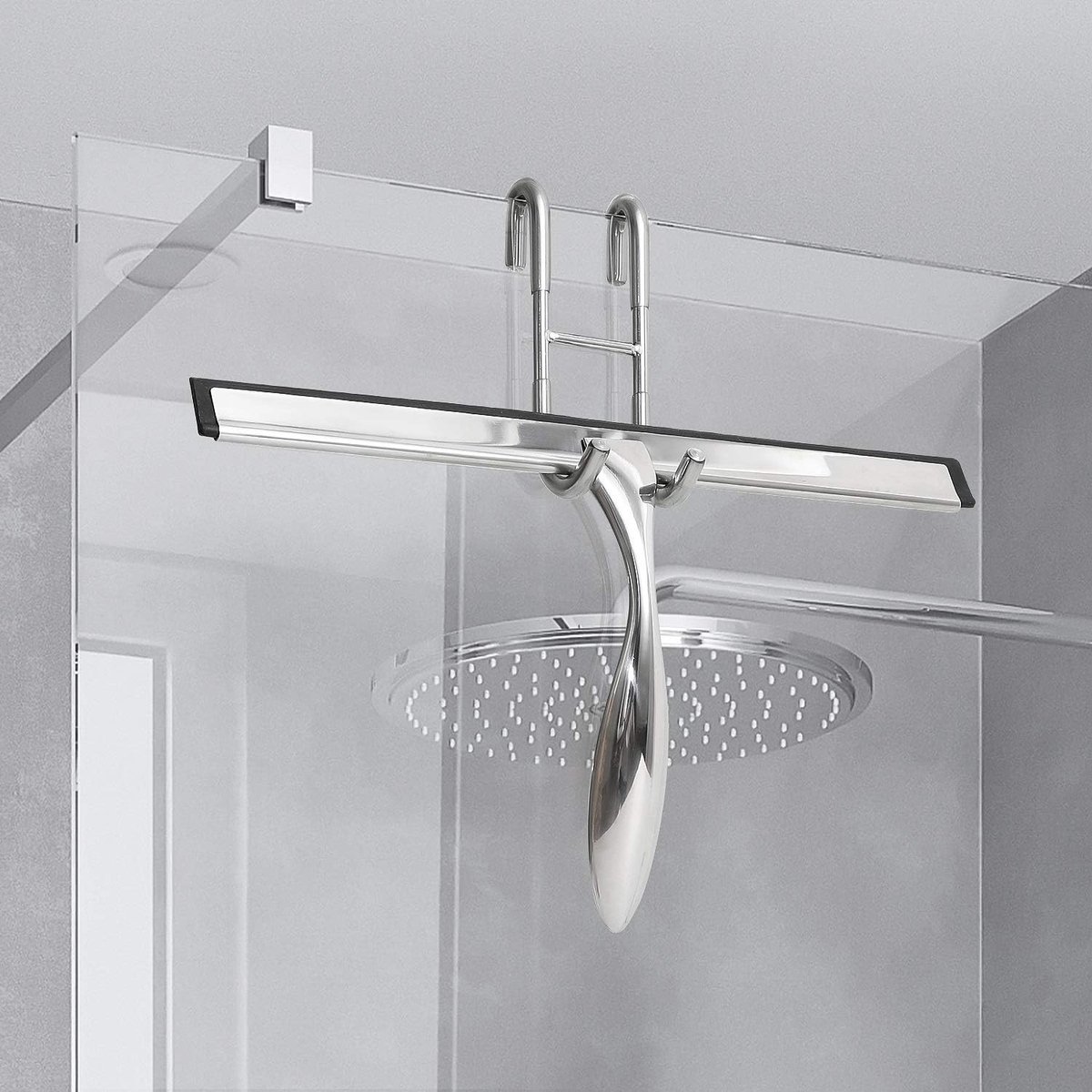 No-Drill Shower Door Hooks - 2-Pack for Rimless Glass Doors - Rubber Scratch Protection — image 4