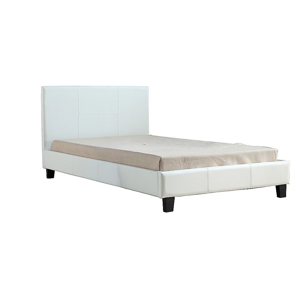 King Single PU Leather Bed Frame White — image 3