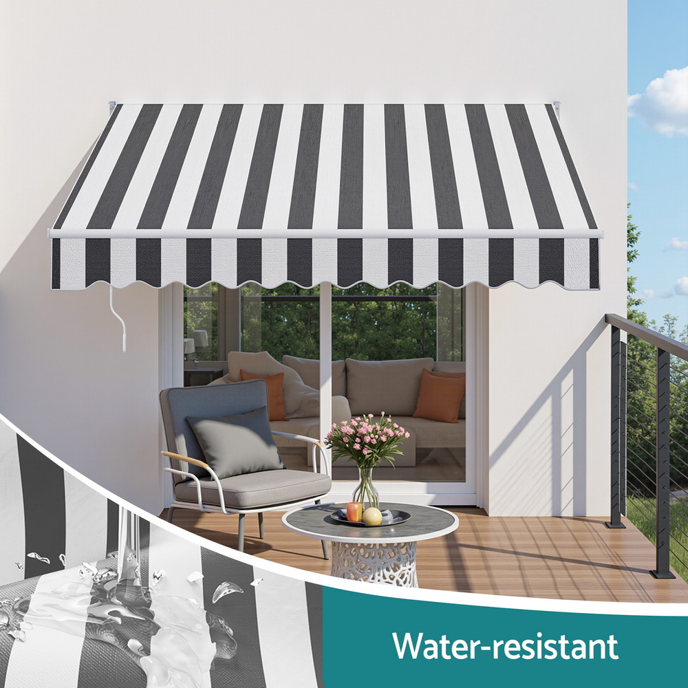 Instahut Retractable Folding Arm Awning Motorised Sunshade 2.5Mx2M Grey White — image 6