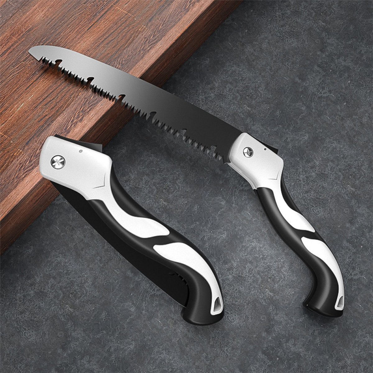 Folding Saw - Folding Pruning Saw - Garden Hand Saw - Folding Saw - 250 mm Saw Blade, 525 mm Total Length - Black - Tree Saw - Wood Saw - Manganese Steel — image 2