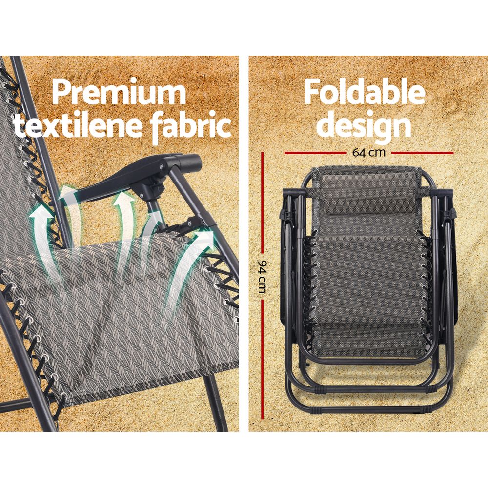 Gardeon Zero Gravity Chair Folding Outdoor Recliner Adjustable Sun Lounge Camping Grey — image 6