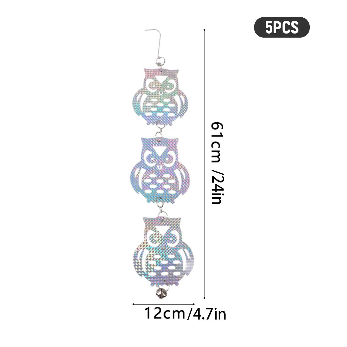 5Pcs Hanging Reflective Bird Scare Disc With Bell For Garden Farm Pest Control โ image 3