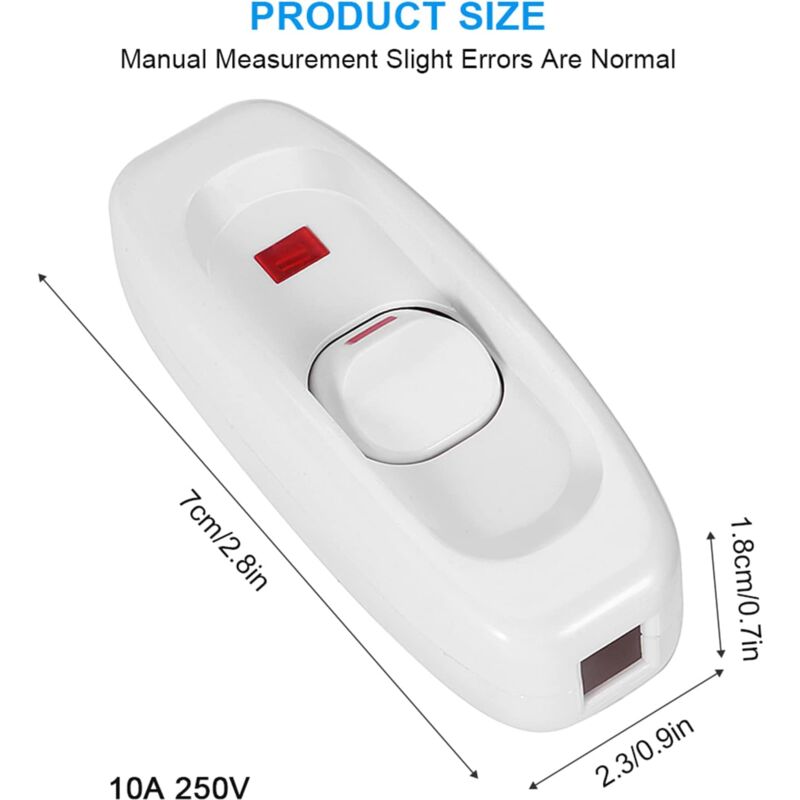 5 pcs Ac 250V 10A Compact Plastic On/Off ROcker Switch LED ROcker Switch Inline Cord Light Lamp Switch Control Solder โ image 2