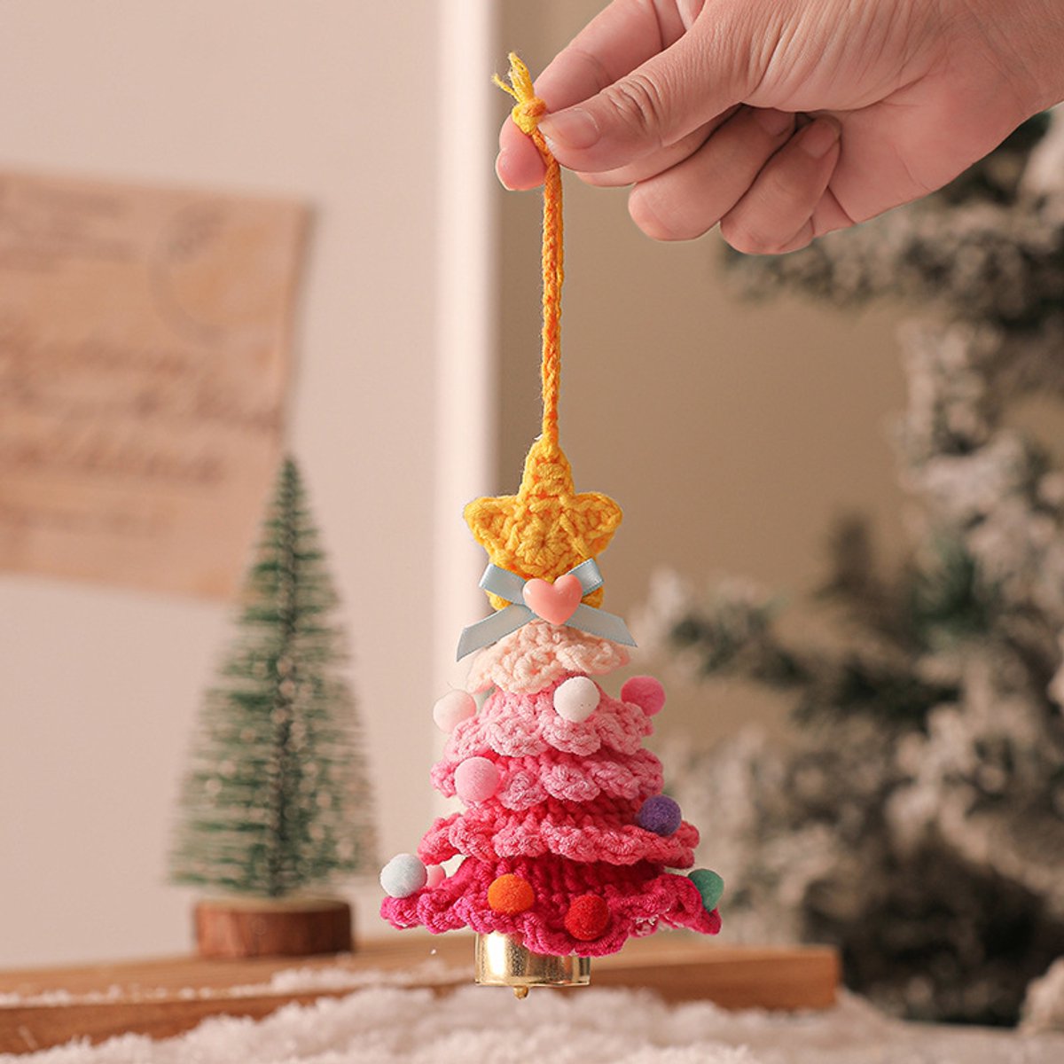Christmas Decorations - Crochet Christmas Tree Bell Decorations - Small Christmas Decorations - Car Decorations - Christmas Tree Decorations - Ornaments — image 3