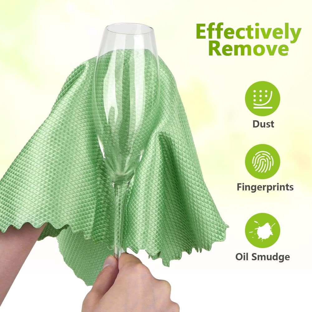 Microfiber Glass Cleaning Cloths-6PK, 16"x14" Lint Free Window Cleaning Cloth, Glasses, Mirrors, Screens, Stainless Steel, Premium Magic Cleaning Cloth for โ image 4